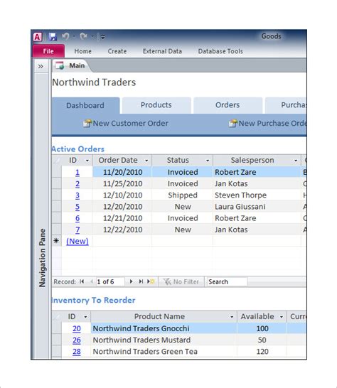 document tracking access database.
